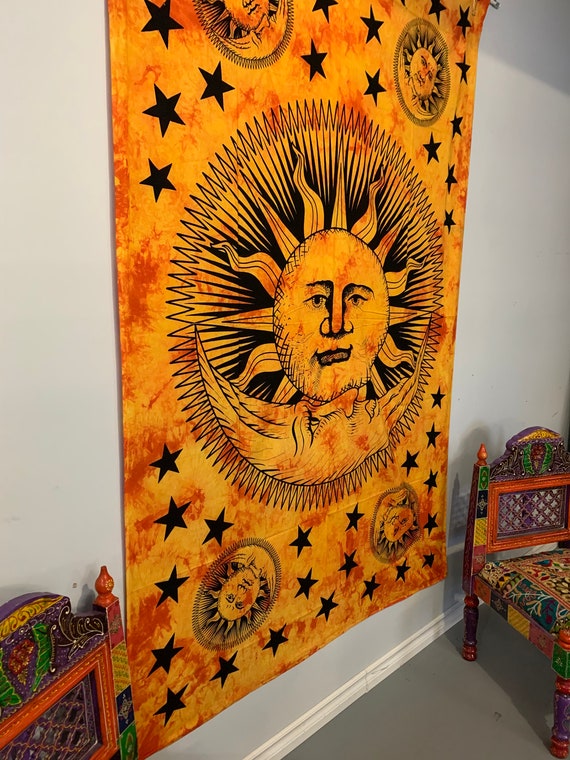 Orange sun tapestry sale