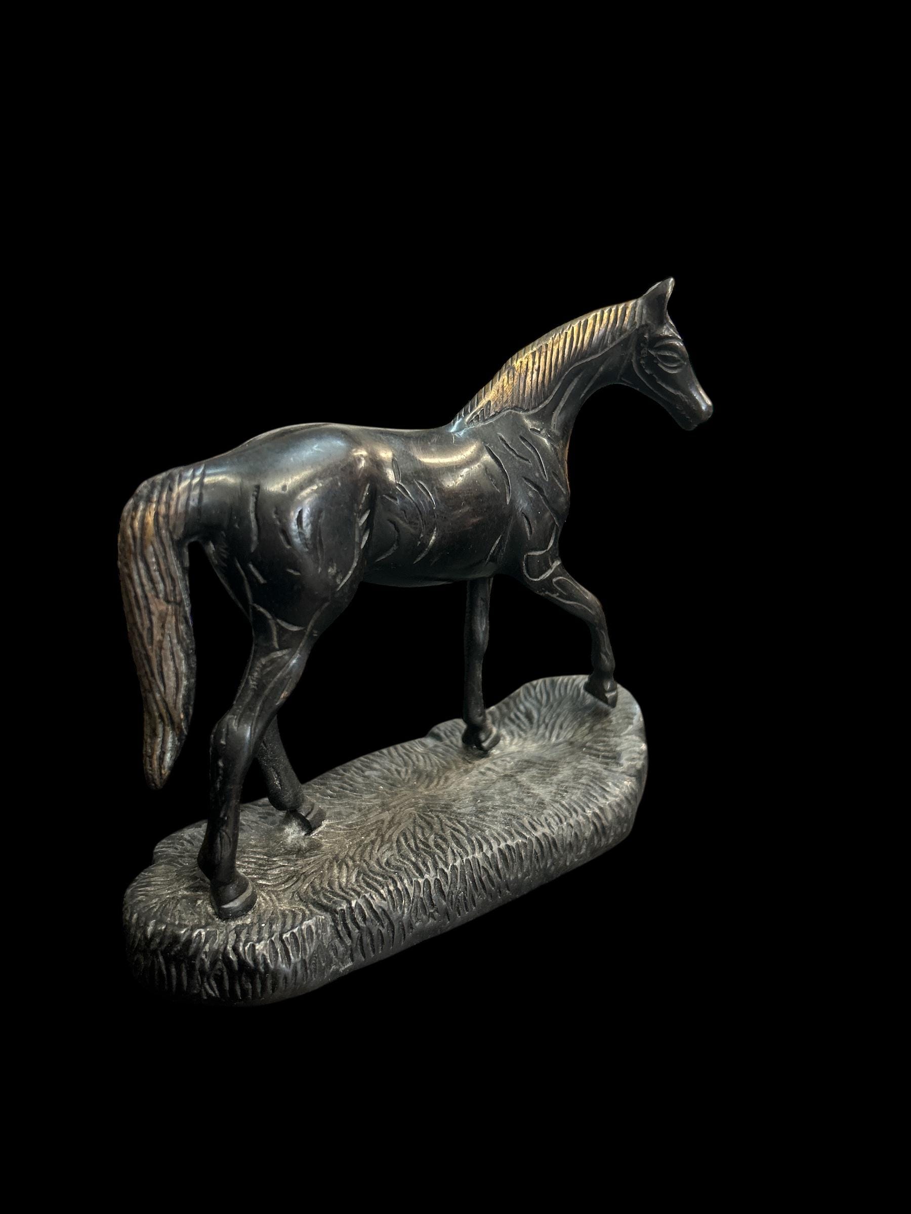 サイン入りヴィンテージブロンズ馬の置物、1900年代初頭のアンティーク