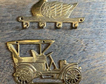Vintage Brass Swan Hook Rack, Wagonette Hook Rack  - Made in India - Home Decor