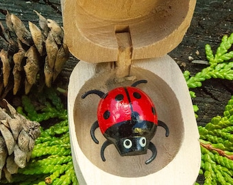 Adorable Ladybug Surprise - Cute Bug Moves When Box Opens Ladybug Lovers Gift -Whimsical Bug Cute Insect Collectible Ladybug in Box 2 Inch