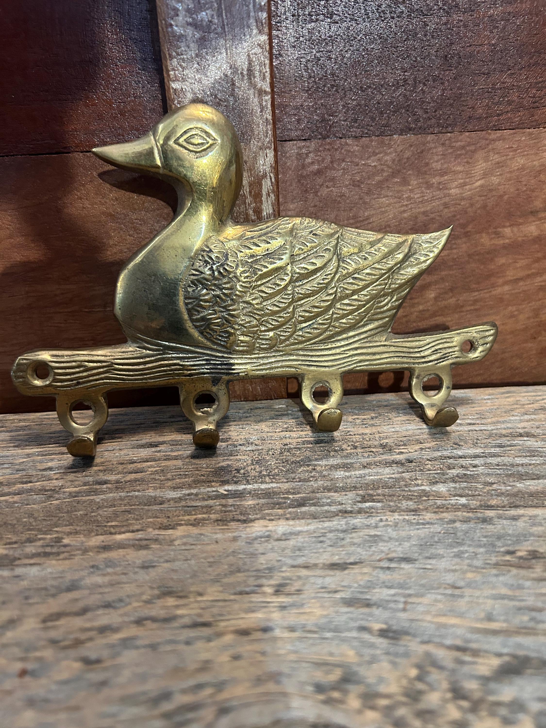Vintage Solid Brass Duck Hook Rack and Wagon Hook Rack - Antique Home ...