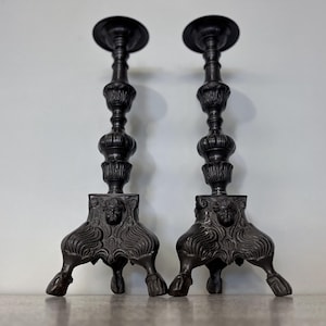 Vintage Italian Pair Candleholders with Cherubs Solid Bronze sculpture Versatile Candle Stick Made in Italy early 1920’s Antique