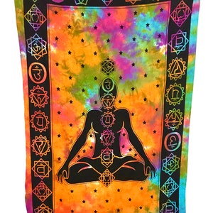 Seven Chakra Multicoloured Tapestries/Batik 100% Organic Cotton  Tapestry/Batik Wall Hanging Bed Cover Table Cloth Versatile Tapestry