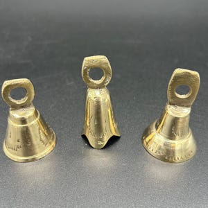 Rare Vintage Solid Brass Set Of Three Altar Bells for Mind, Body and Soul Perfect For Spiritual Rituals, Yoga, Altar Ceremonies 2 Inches