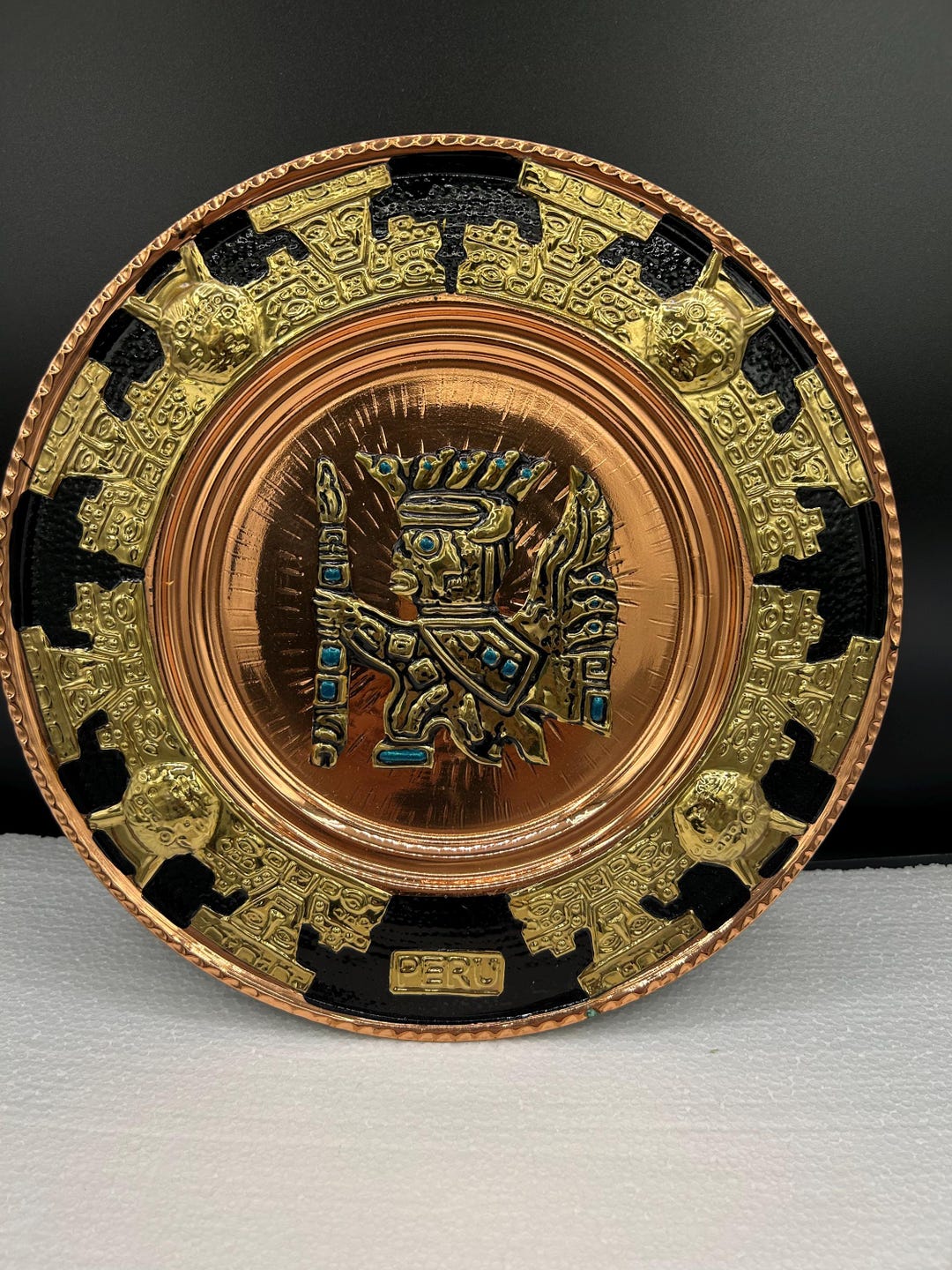 Vintage Peruvian Copper & Brass Wall Plates | Handcrafted Inca Folk Art ...