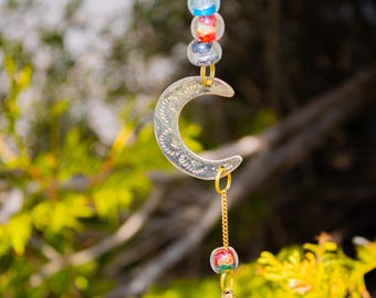 Vintage Brass Moon Bell Wind Chime: Handmade Indian Home Decor