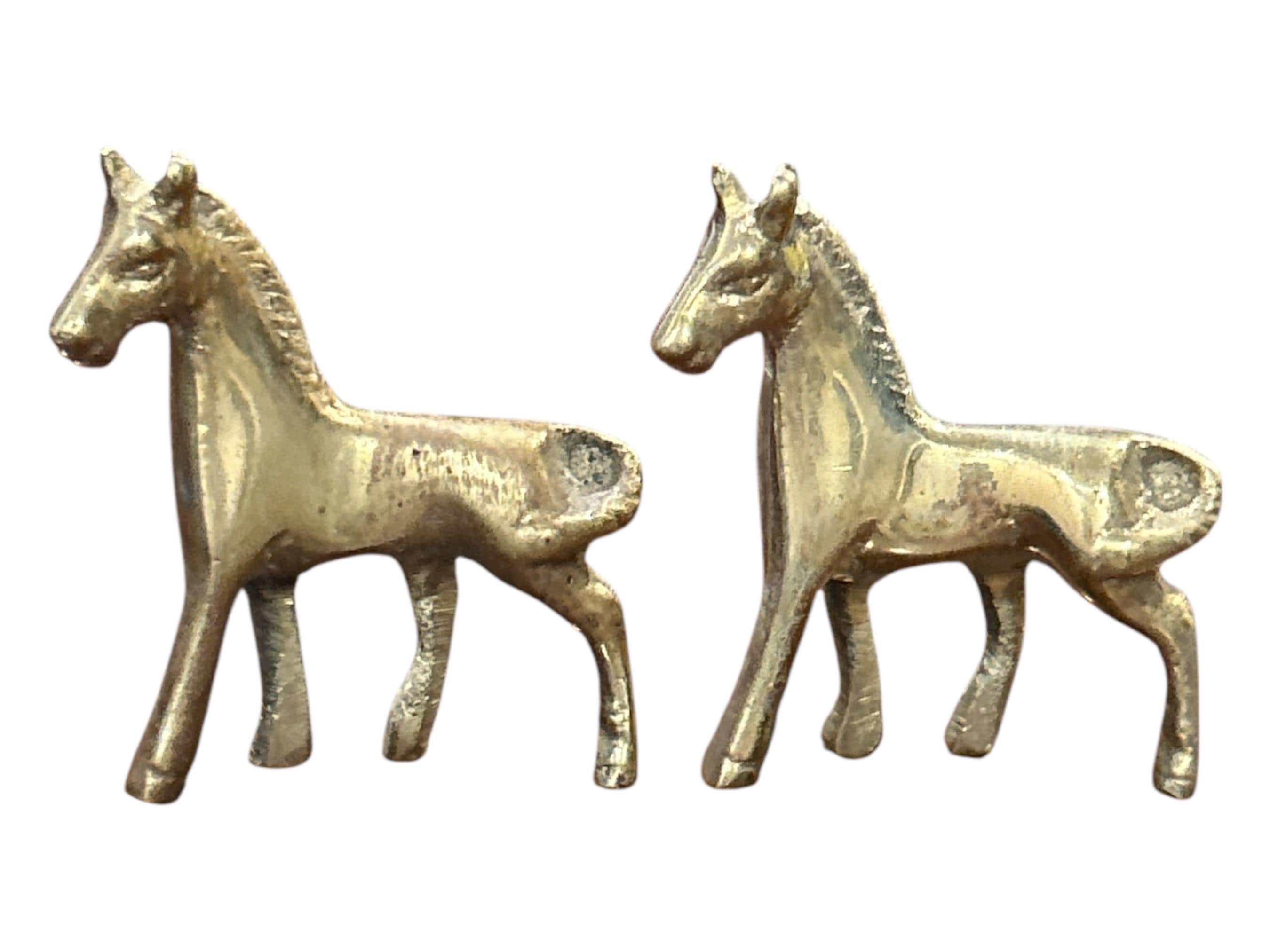 ヴィンテージ真鍮製馬の置物 - 1900年代初頭のアンティーク装飾、2個