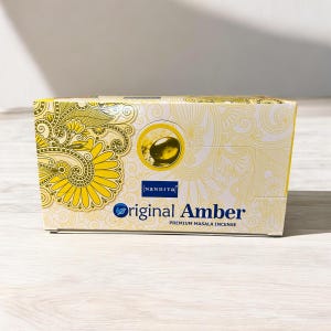 Nandita Original Amber Natural Masala Incense Hand-rolled  Incense Sticks-Organic Incense For Aromatherapy, Purification, Meditation,Yoga