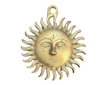 Rare Vintage Solid Brass Sun Wall Hanging Figurine Exquisite Antique Decor Sun Collectors Perfect Alter Sacred Space Vintage Statue 5 Inches
