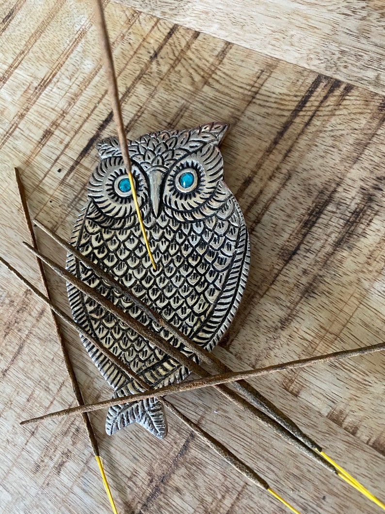 Owl Incense Holder Mandala Incense Burner Unique Metal Etsy