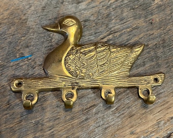 Vintage Solid Brass Swan Hooks -Wagon Hooks Hold Keys, Hats, Clothes & More - Antique Collectable Home organization Made in India Rare Find