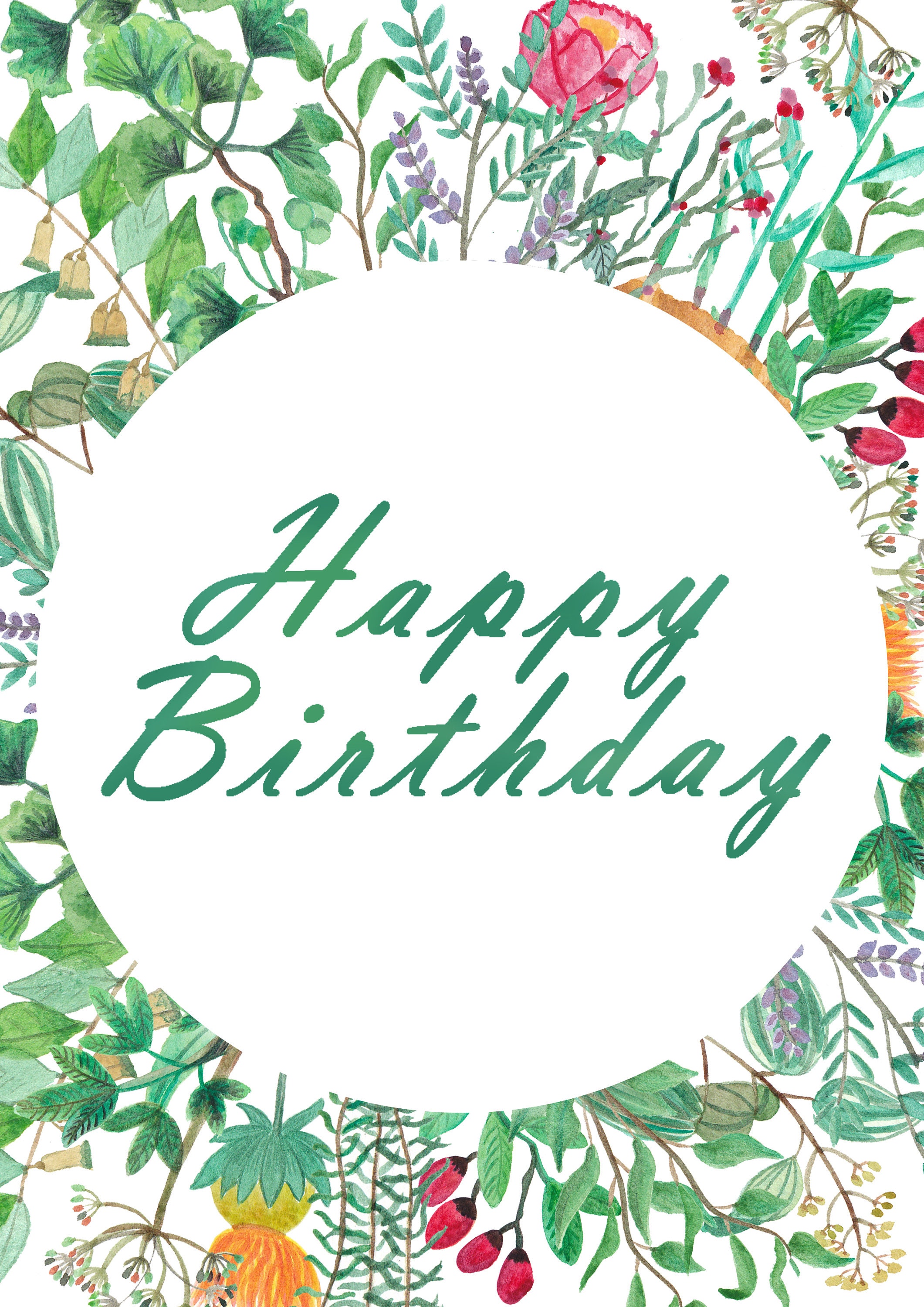 Druckbare Kräuter Botanik Geburtstag Grußkarte Digital Etsy