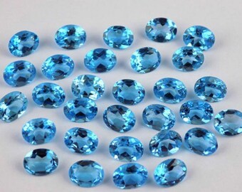 5x7mm- 7x9mm- 6x8mm- 8x10mm Swiss Blue Topaz Oval Faceted Cut Loose Gemstones, Swiss Blue Topaz Gemstone, Gemstones For Jewelry