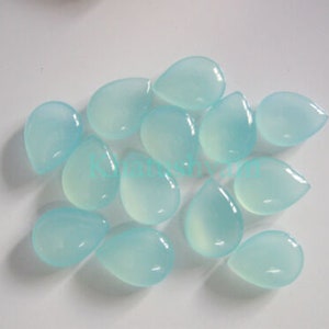 10x14mm- 12x16mm- 13x18mm- 15x20mm Aqua Chalcedony Pear Cabochon Loose Gemstones, Aqua Chalcedony Pear Cabochons, Gemstones For Jewelry