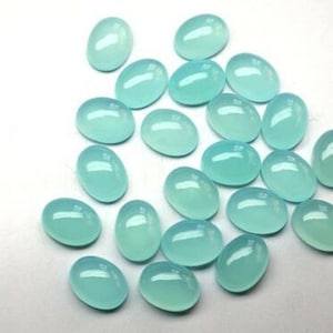 3x5mm- 4x6mm- 5x7mm Aqua Chalcedony Oval Cabochon Loose Gemstones, Aqua Chalcedony Oval Cabochons, Gemstones For Jewelry