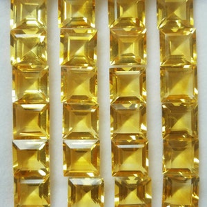 9mm To 10mm Natural Citrine Square Faceted Cut Loose Gemstones, Citrine Gemstones Lot, Gemstones For Jewelry, Gemstones For Craft