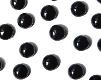 Cabochão redondo de ônix preto natural, gema solta (9 x 9 mm)