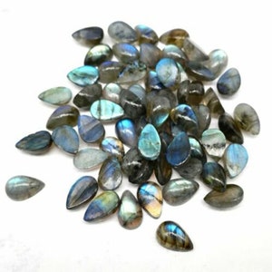 Natural Labradorite 5x7mm Pear Cabochon Loose Gemstones, Labradorite Loose Gemstones, Gemstones For Jewelry