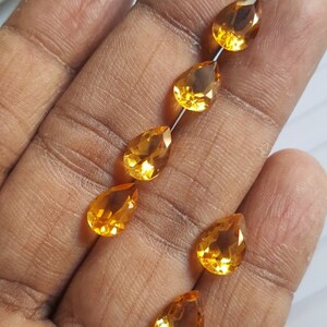 AAA Quality 7x10mm Natural Golden Citrine Pear Faceted Cut Loose Gemstones, Citrine Gemstones, Gemstones For Jewelry