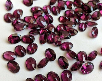 7 x 9 mm - 8 x 10 mm naturliga rhodolitgranat ovalslipade fasetterade lösa ädelstenar, rhodolitgranat ädelstenar i massor, ädelstenar för smycken