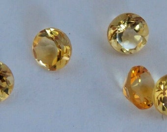 7 x 7 mm naturliga citrin runda fasetterade lösa ädelstenar, citrin ädelstenar i parti
