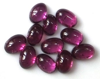 3 x 5 mm-4 x 6 mm Naturlig Rhodolit Granat Oval Cabochon Lösa Ädelstenar, Rhodolit Granat Ädelstenar Partier, Ädelstenar För Smycken