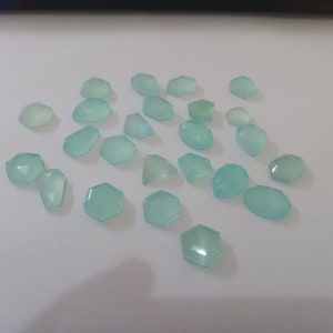 24 Pieces Aqua Chalcedony Fancy Shape Rose Cut Flat Back, Gemstone For Jewelry, Fancy Shape Gemstones