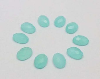 Calcédoine turquoise, ovale, taille rose, fabrication de bijoux (7 x 9 mm-8 x 10 mm-9 x 11 mm-10 x 12 mm-10 x 14 mm)