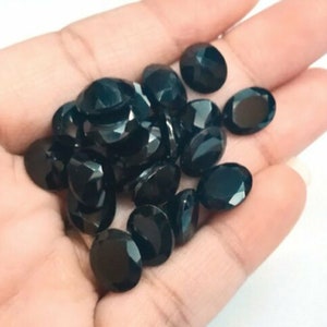 AAA Quality 4x6mm Natural Black Onyx Oval Faceted Cut Loose Gemstones, Black Onyx Loose Gemstones, Gemstones For Craft