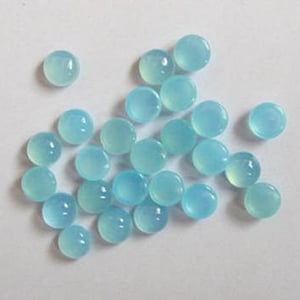 6x6mm- 7x7mm- 8x8mm Aqua Chalcedony Round Cabochon Loose Gemstones, Aqua Chalcedony Round Cabochons, Gemstones For Jewelry