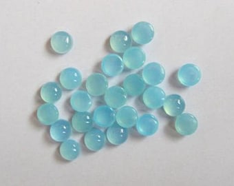 3x3mm- 4x4mm- 5x5mm Aqua Chalcedony Round Cabochon Loose Gemstones, Aqua Chalcedony Round Cabochons, Gemstones For Jewelry
