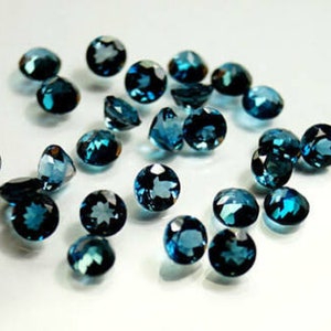 7x7mm/8x8 mm AAA Quality London Blue Topaz Round Faceted Cut Loose Gemstones, London Blue Topaz Gemstones Lot, Gemstones For Jewelry