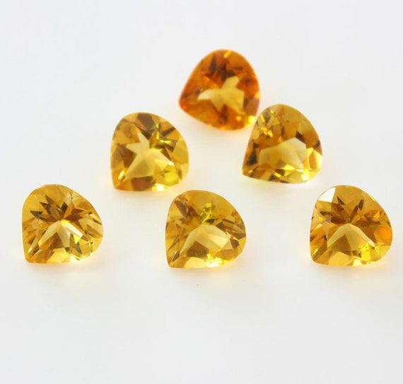 AAA Quality Natural Yellow Citrine 10x10mm Heart Faceted Cut Loose  Gemstones, Citrine Gemstones Lots, Gemstones For Jewelry