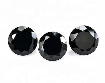 9x9mm- 10x10mm Natural Black Onyx Round Faceted Cut Loose Gemstones, Black Onyx Loose Gemstones, Gemstones For Craft, Gemstones For Jewelry