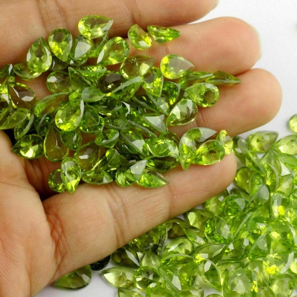 AAA Quality 3x5mm-4x6mm-5x7mm Natural Peridot Pear Cut Faceted Calibrated Size Loose Gemstones, Peridot Gemstones Lot