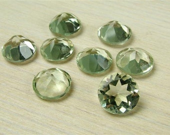 AAA Quality 8x8mm- 9x9mm -10x10mm Natural Green Amethyst Round Faceted Cut Loose Gemstones, Green Amethyst Loose Gemstones