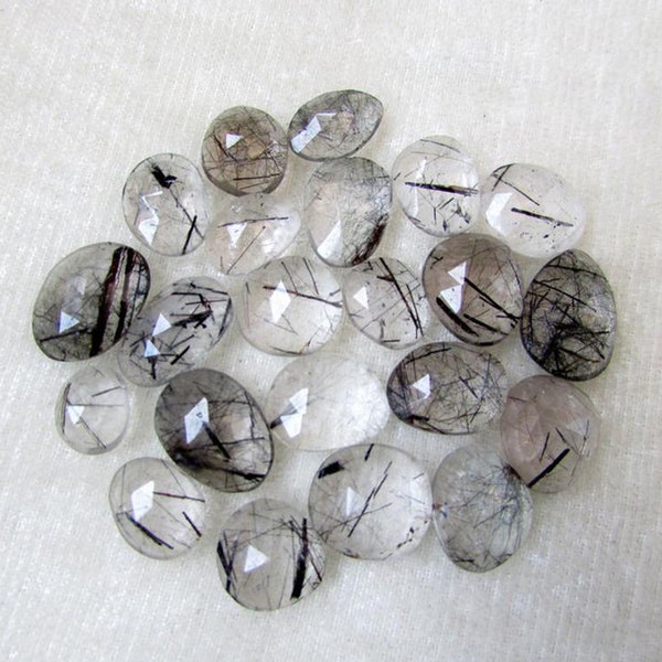 Free Size Natural Black Rutile Quartz Rose Cut Slices Polki Loose Gemstones, Uneven Shape Gemstones, Free Shapes Rose Cut Gemstones