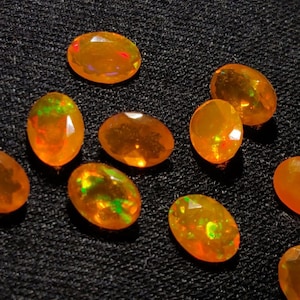 AAA Quality 5x7mm Orange Ethiopian Opal Oval Faceted Cut Loose Gemstones, Ethiopian Opal Gemstones Lots