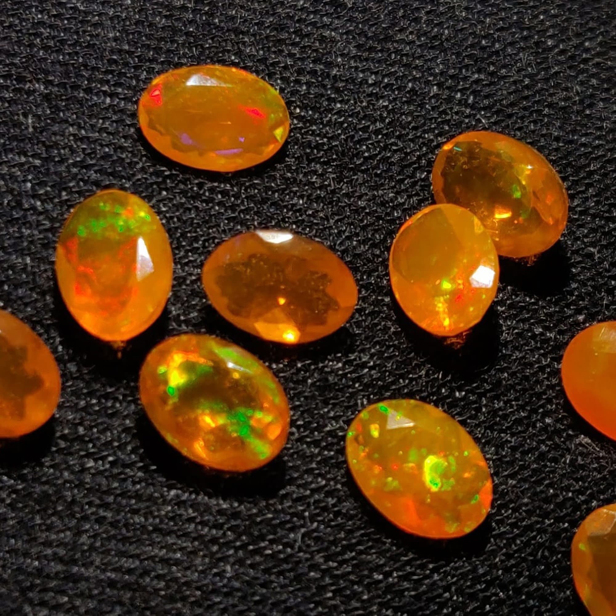4x4 MM Natural Ethiopian Orange Opal Faceted Round AAA Fire Opal Loose Gemstone 