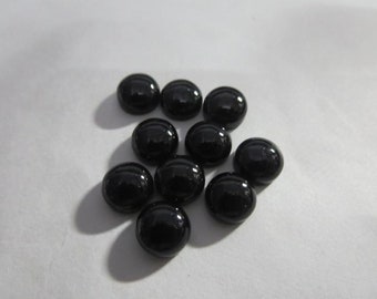 Cabochão redondo de ônix preto de 10 x 10 mm, gema solta de qualidade AAA.
