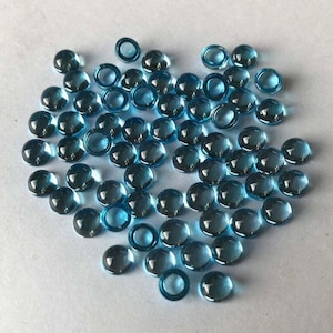AAA Quality 3X3mm London Blue Topaz Round Cabochon Loose Gemstones, London Blue Topaz Gemstones Lot, Gemstones For Jewelry