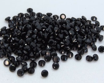 Gemas sueltas de espinela negra redonda facetada de calidad AAA de 3 x 3 mm a 4 x 4 mm, gemas de espinela negra facetada, gemas para joyería