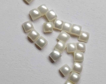 3mm-4mm-5mm-6mm Natural Fresh Water Pearl Square Cabochon Flat Back Loose Gemstones, Fresh Water Pearl Gemstones Lots, Gemstones For Jewelry