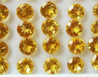 8 x 8 mm naturliga citrin runda fasetterade lösa ädelstenar, citrin ädelstenar i parti
