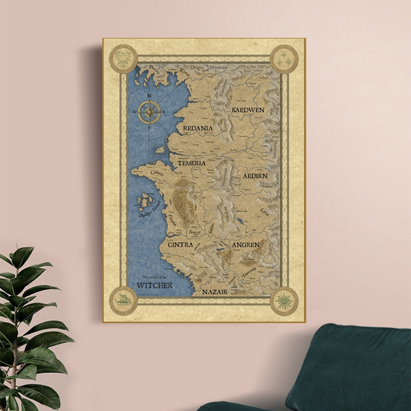 Carte du monde the witcher Map Poster Series Game poster | Etsy