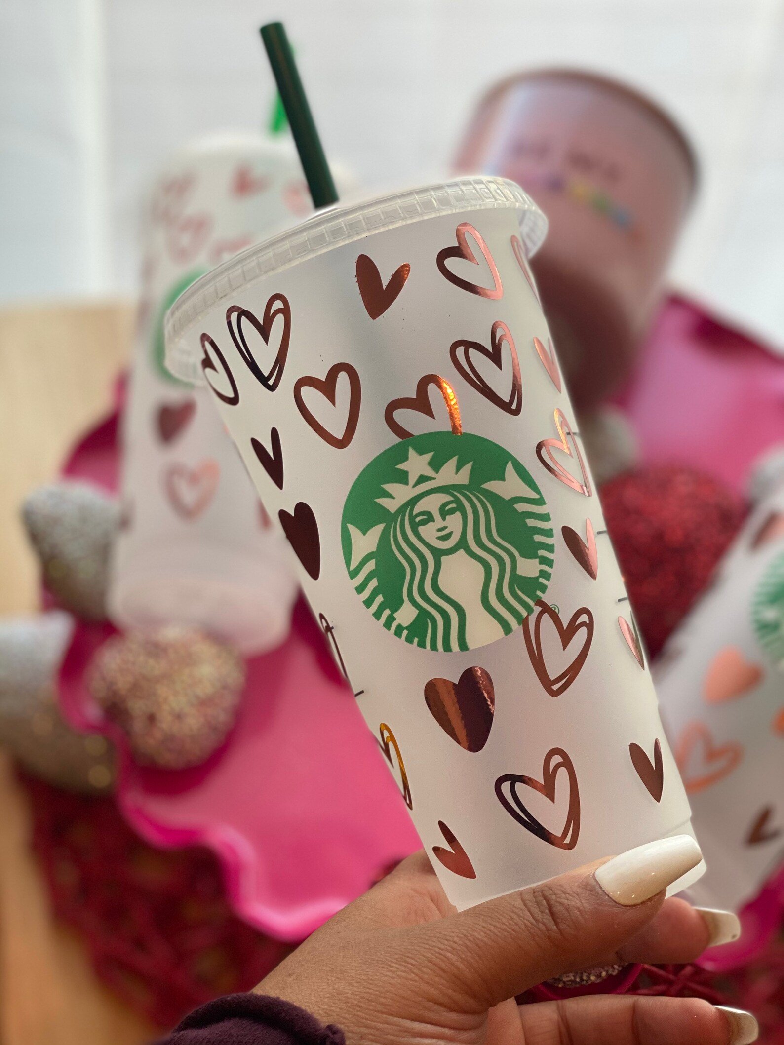 Hearts Starbucks TumblerStarbucks CupReusable Cold Etsy