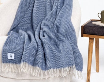 100% Wool Blanket Throw, Lambswool Woven Throw Blanket, Washable Picnic Blanket, Pre-Washed Lap Blanket, Soft Warm House Warming Gift