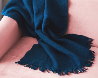 100% WOOL Woven Throw Blanket, Pre-Washed Merino Couch Blanket, Durable Soft House Warming Gifts New Home, Warm Thick Picnic Blanket, 51x67&quot;