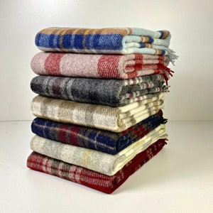 100% WOOL PLAID Blanket, Tartan Throw Blanket, Thick Warm Cozy Blanket, Washable Sofa Throw Decor, Luxury Gift for Holiday