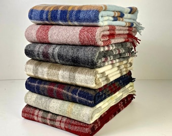 100% WOOL PLAID Blanket, Tartan Throw Blanket, Thick Warm Cozy Blanket, Washable Sofa Throw Decor, Luxury Gift for Holiday